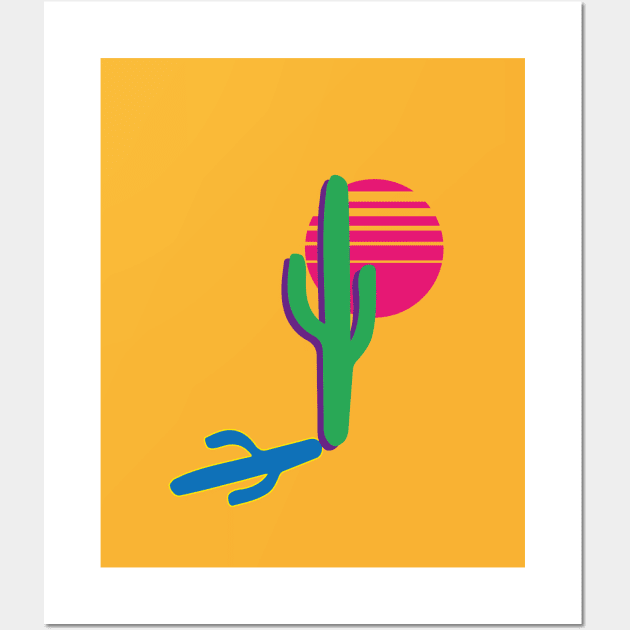Bohemian multicolor blocking sky desert landscape sunset cactus abstract art vibrant sunrise Wall Art by T-Mex
